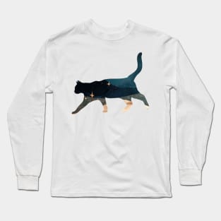 Starry Cat Silhouette Long Sleeve T-Shirt